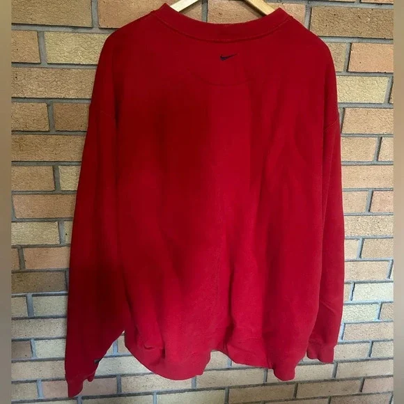 Vintage Nike Center Logo Swoosh Red Stitch Spell Out Sweatshirt Retro XXL